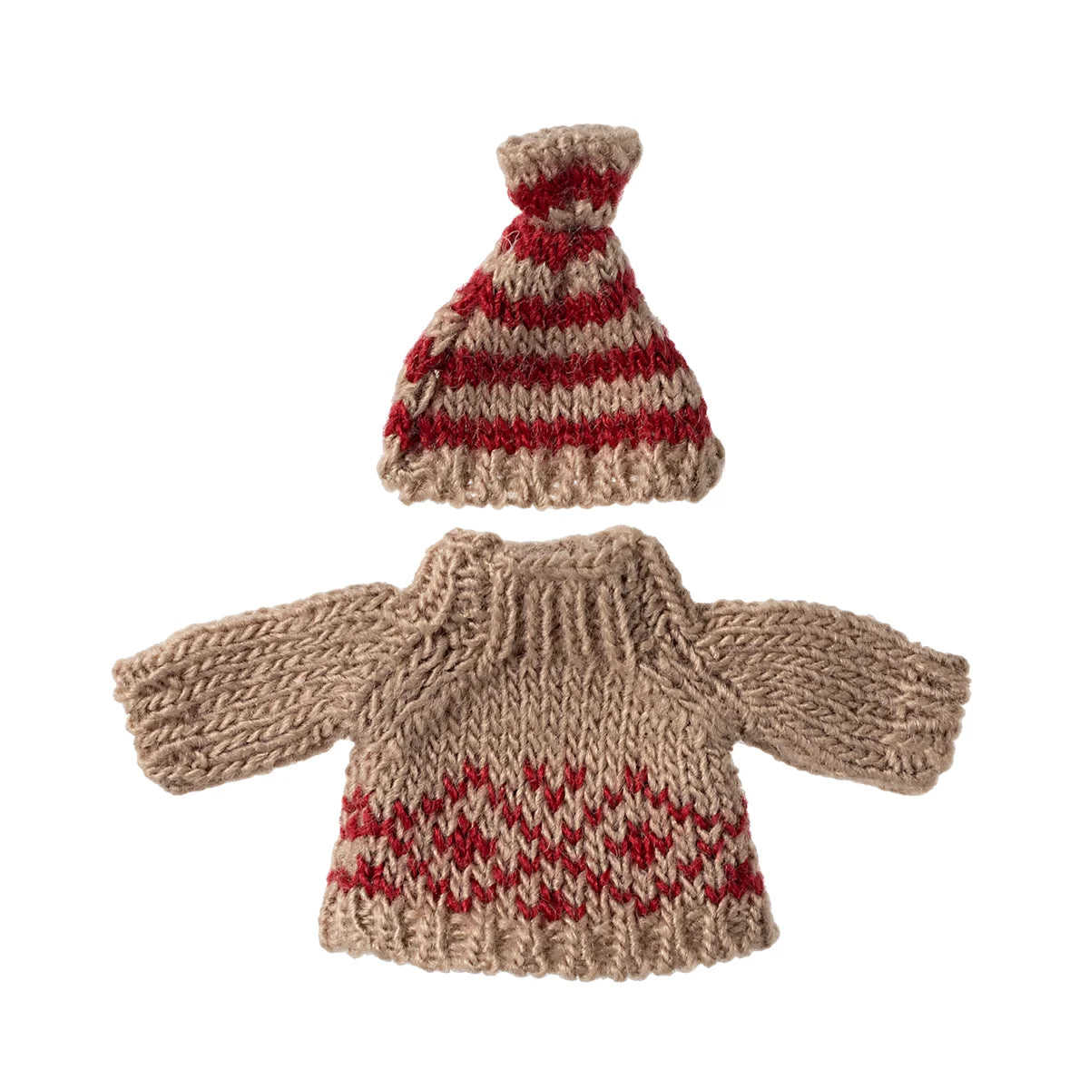 Handgestricktes Mütze und Pullover Set aus der Kollektion Mama Maus