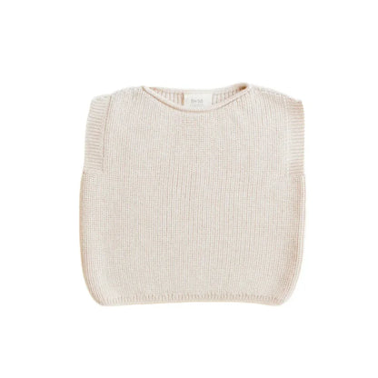 Cremfarbener gestrickter ärmelloser Pullover mit Rippstruktur von Strickpullunder Vest Harvey