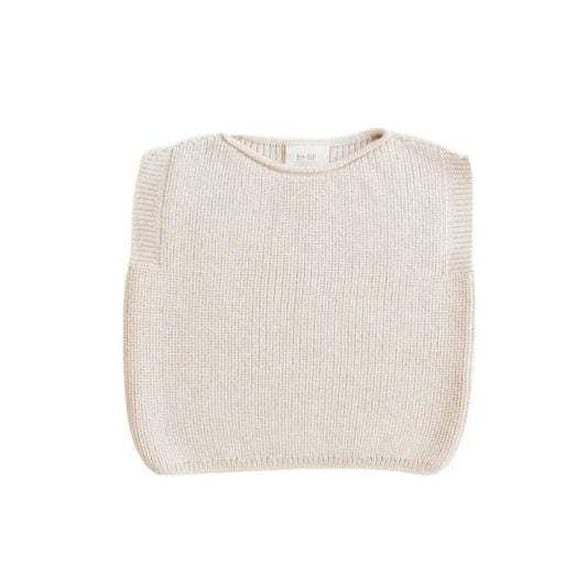 Cremfarbener gestrickter ärmelloser Pullover mit Rippstruktur von Strickpullunder Vest Harvey