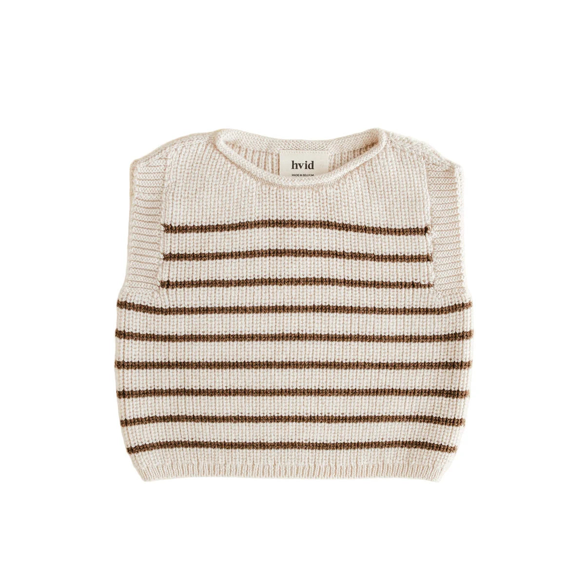 Strickpullunder Weste Harvey in Creme und Mocha mit Streifen