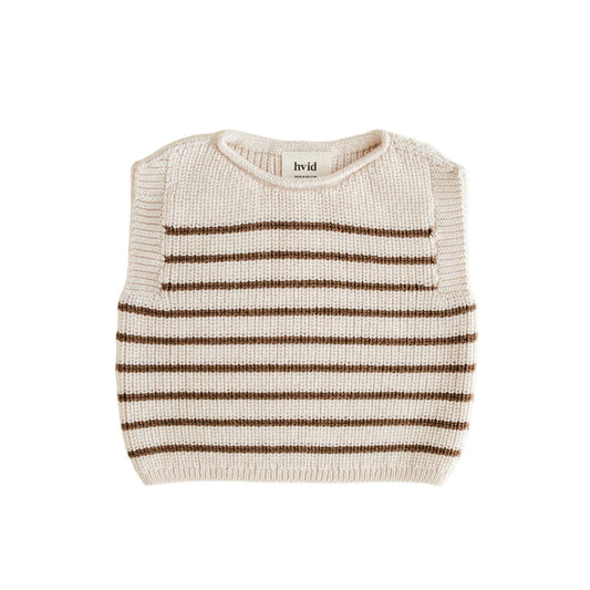 Strickpullunder Weste Harvey in Creme und Mocha mit Streifen