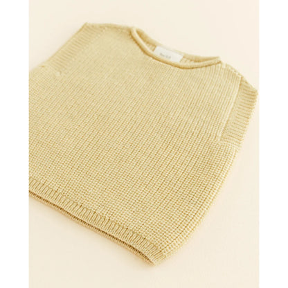 Helle gelbe gestrickte ärmellose Sweater oder Weste Strickpullunder Vest Harvey