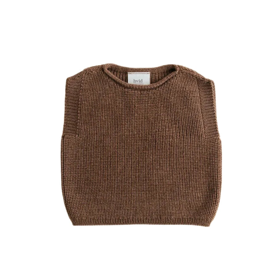 Brauner, gestrickter ärmelloser Pullover-Vest Harvey in Mocha
