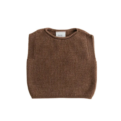 Brauner, gestrickter ärmelloser Pullover-Vest Harvey in Mocha