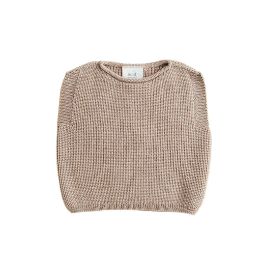 Beige gestrickter ärmelloser Pullover Vest Harvey in Ribbenstruktur