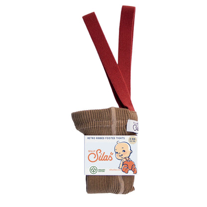 Silly Silas Strumpfhose mit Träger Footed in Acorn Brown w Maple leaf