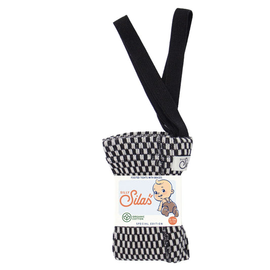 Silly Silas Strumpfhose mit Träger Footed in Black x White Checked