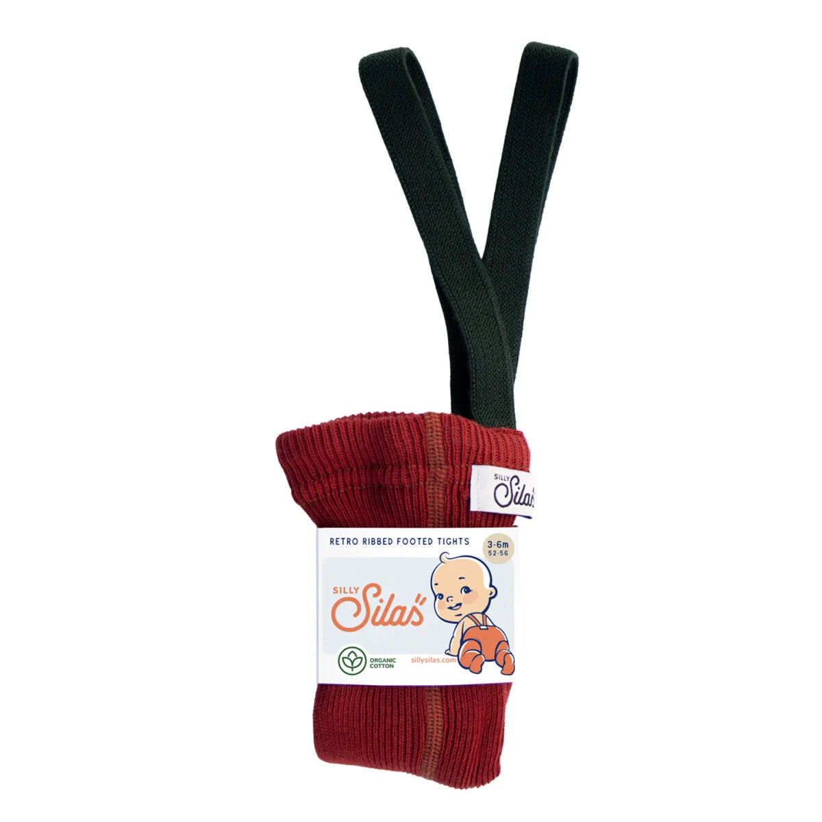 Silly Silas Strumpfhose mit Träger Footed in Maple leaf w Dark Forest Green