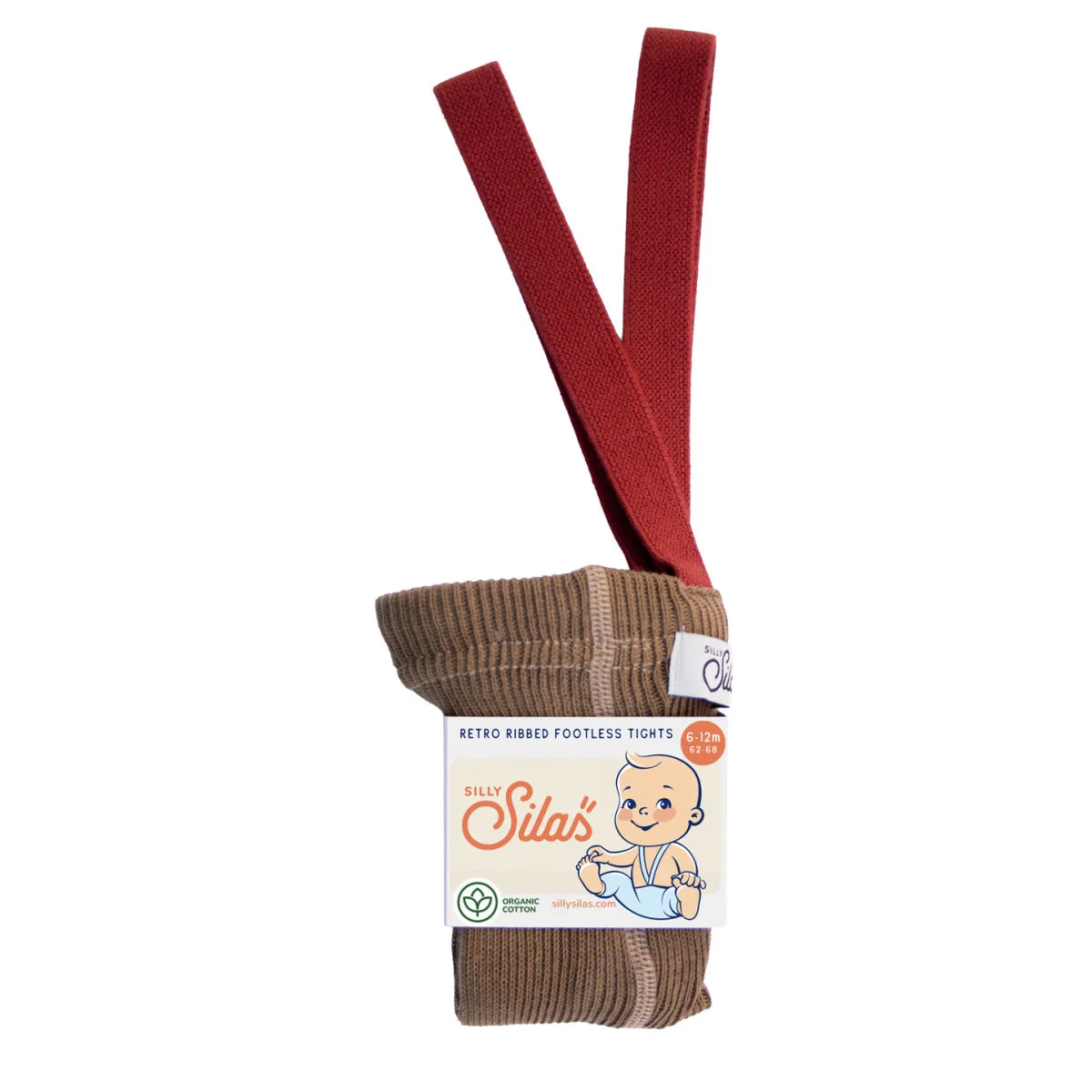 Silly Silas Strumpfhose mit Träger Footless in Acorn Brown w Maple leaf