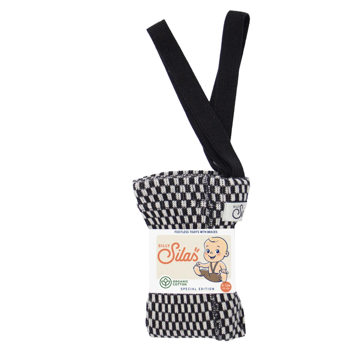 Silly Silas Strumpfhose mit Träger Footless in Black x White Checked