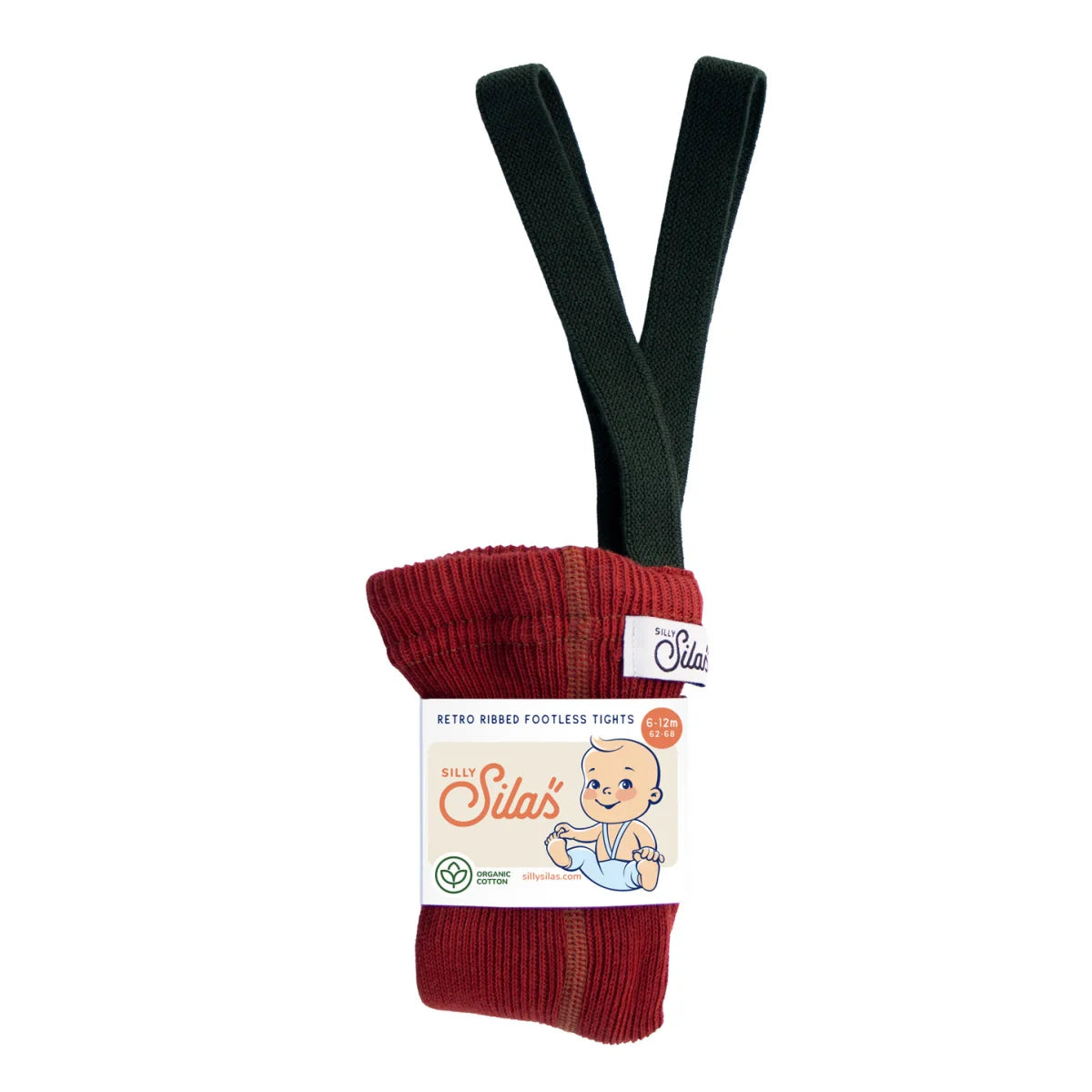 Silly Silas Strumpfhose mit Träger Footless in Maple leaf w Dark Forest Green