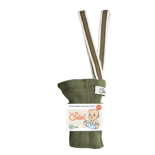 Silly Silas Strumpfhose mit Träger Footless in Olive Striped