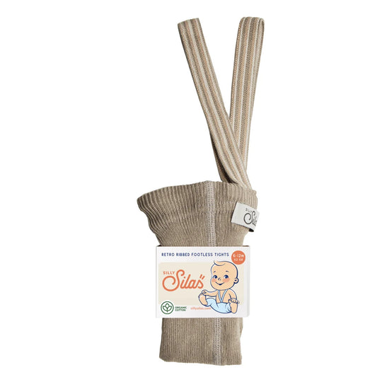 Silly Silas Strumpfhose mit Träger Footless in Oyster Grey Striped