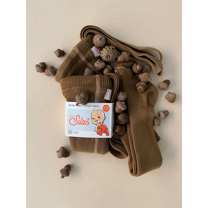 Braune Babystrumpfhose mit Eichel-Muster aus der Kollektion Acorn Brown