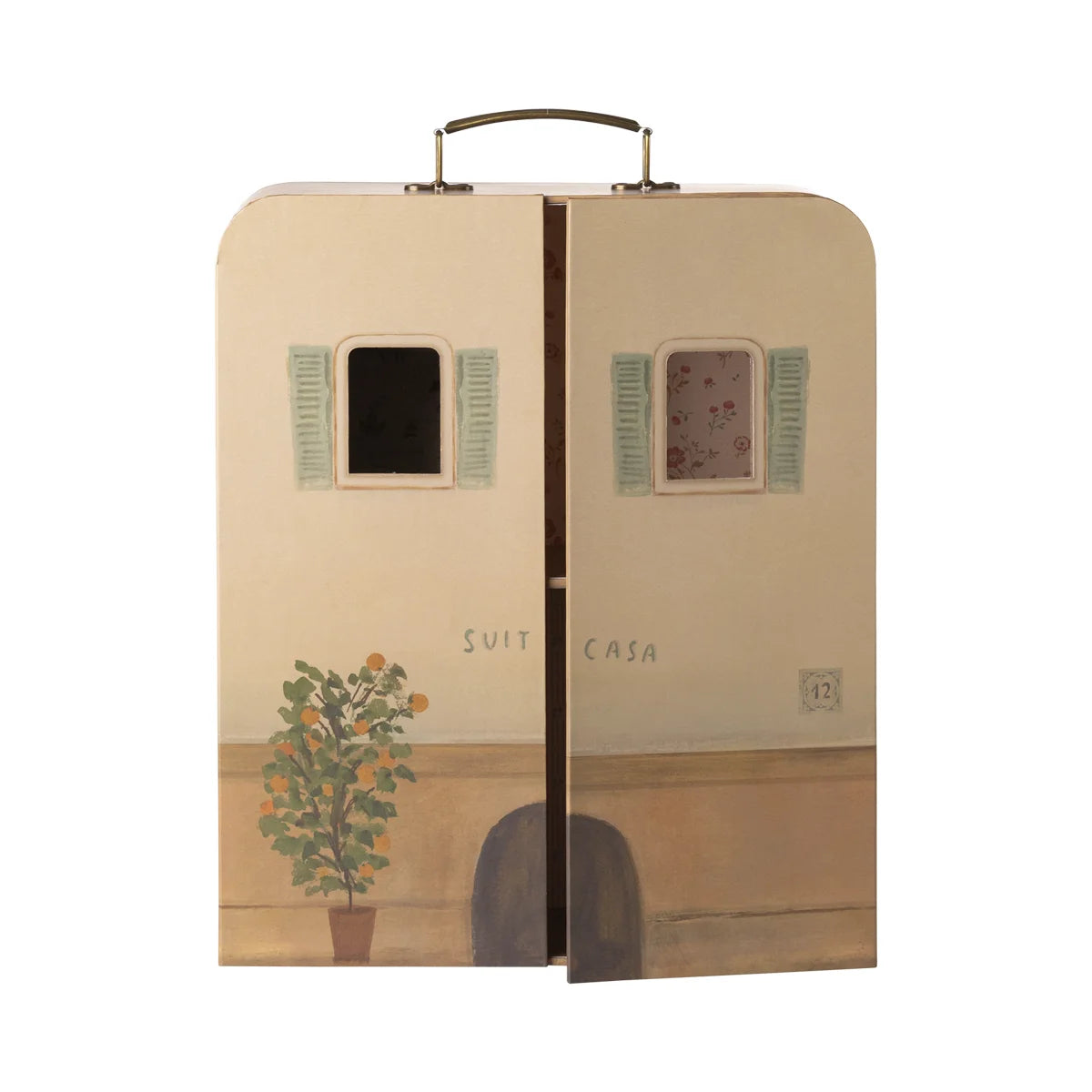SuitCasa Kleine Schwester und Bruder Maus: Vintage Koffer mit Fensterläden und Orangenbaum