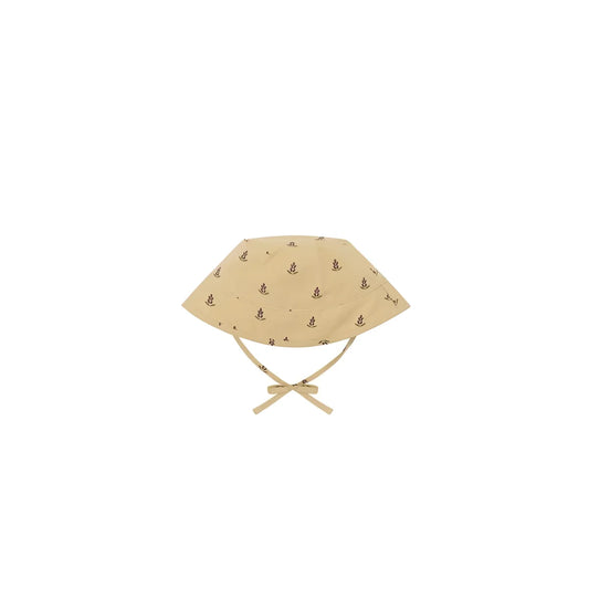 Beige Sonnenhut Bucket Lavender Bloom mit schwarzem Anker-Muster