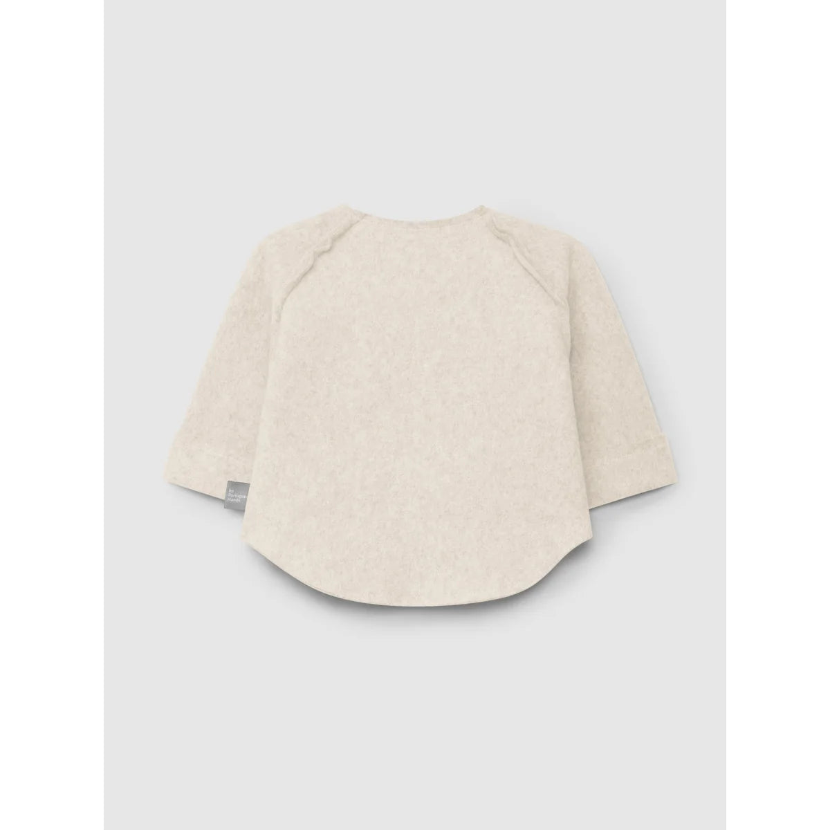 Off-weißes Langarm-Baby-Top mit gerundetem Saum aus Fleece, Sand oder Rosa