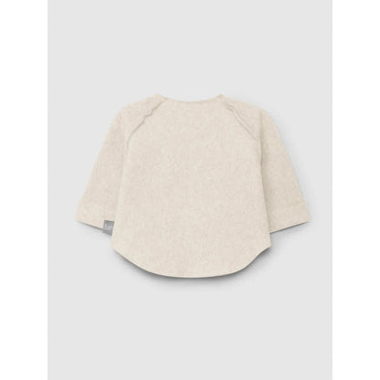 Off-weißes Langarm-Baby-Top mit gerundetem Saum aus Fleece, Sand oder Rosa