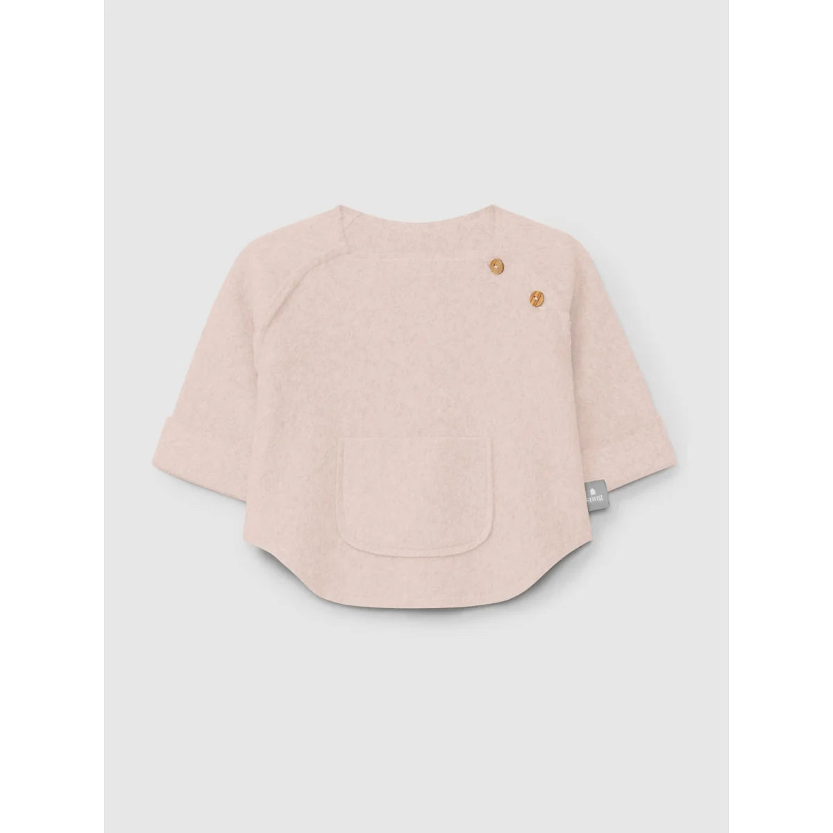 Blush pink fleece baby top mit Fronttasche und dekorativen Schulterknöpfen