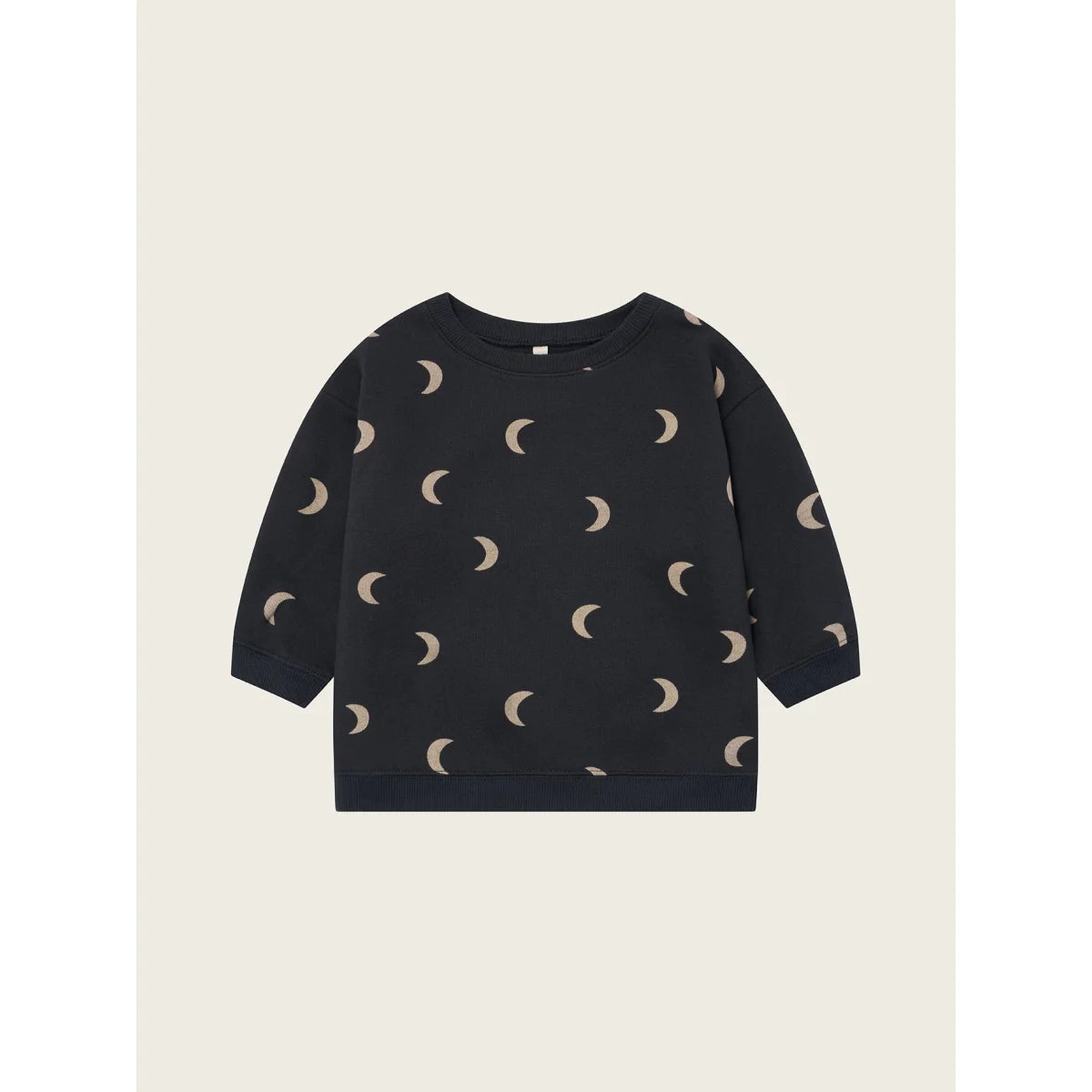 Schwarzes langärmeliges Sweatshirt mit Halbmond-Muster im Produkt Charcoal Midnight