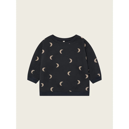 Schwarzes langärmeliges Sweatshirt mit Halbmond-Muster im Produkt Charcoal Midnight