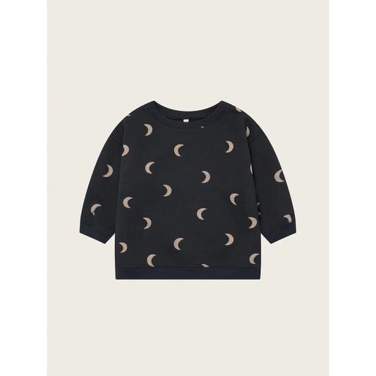 Schwarzes langärmeliges Sweatshirt mit Halbmond-Muster im Produkt Charcoal Midnight
