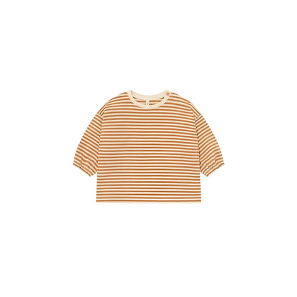 Weiches, übergrosses Sweatshirt Copper Stripes im warmen kupferfarbenen und cremefarbenen gestreiften Design
