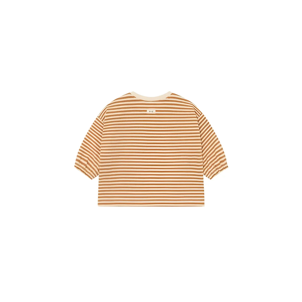 Ein weiches langarmshirt mit horizontalen streifen in warmen beige- und terrakottatönen namens sweatshirt copper stripes