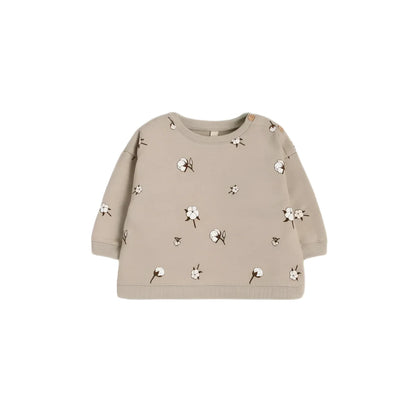 Beiger Langarm-Pullover mit floralem Muster von Cottonfield
