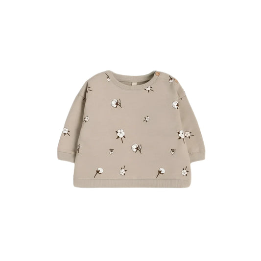 Beiger Langarm-Pullover mit floralem Muster von Cottonfield