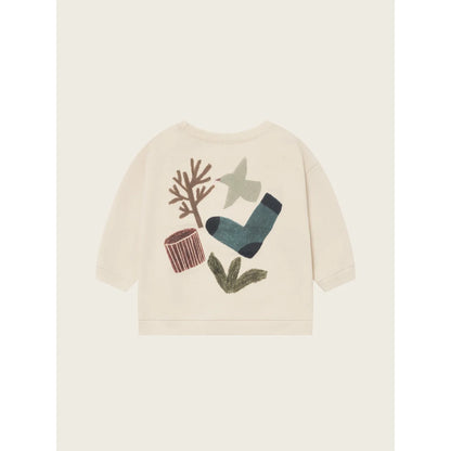 Cremefarbenes Langarmshirt mit Natur-Motiv-Applikationen vom Sweatshirt Forest Song Undyed