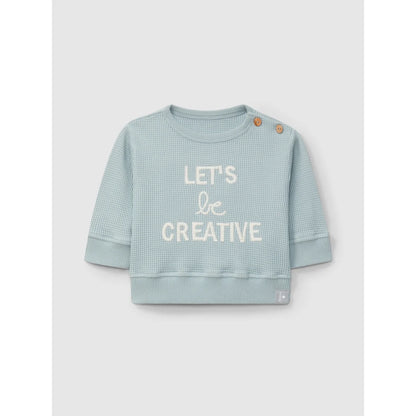 Heller blauer Waffelpullover mit Knöpfen im Produkt Let’s Be Creative, graublau