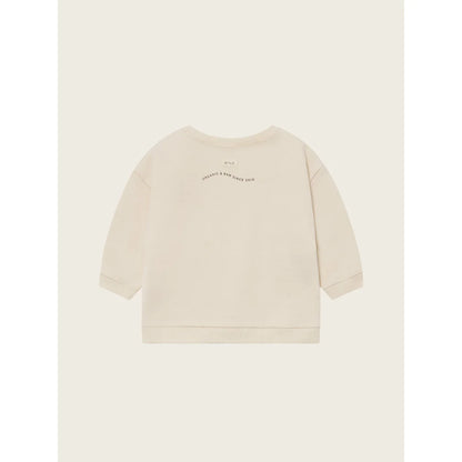 Off-White langärmiger Sweatshirt mit Rippenbund und -bünchen, Modell Milk Undyed