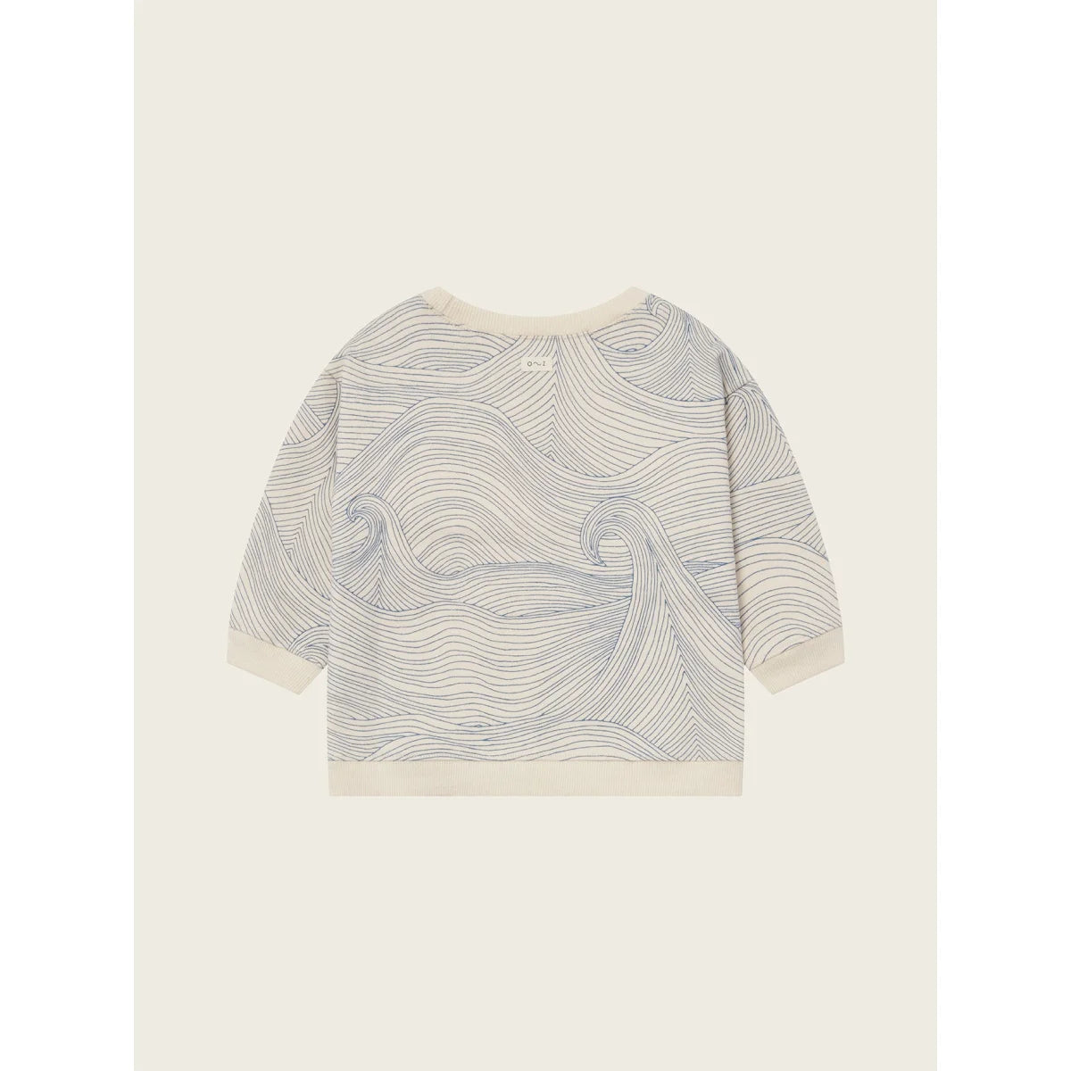 Off-White Langarmshirt mit blauer Wellenmuster im Produkt Sweatshirt Seascape Undyed