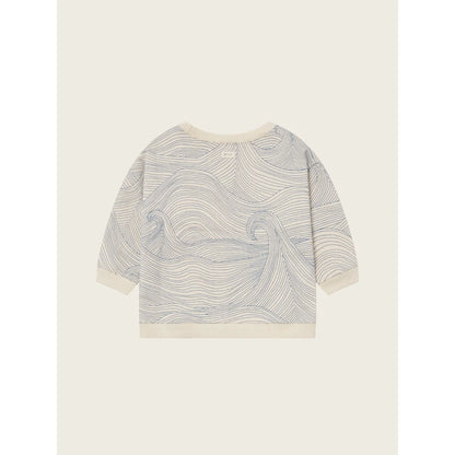 Off-White Langarmshirt mit blauer Wellenmuster im Produkt Sweatshirt Seascape Undyed