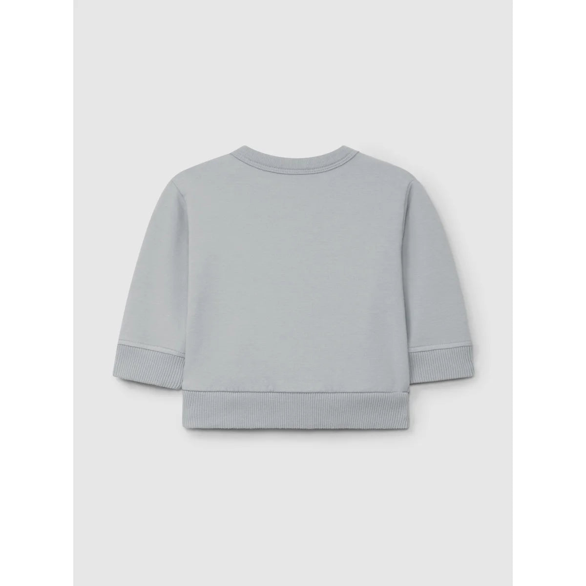 Hellgraues langärmeliges Sweatshirt mit Rippenbündchen und Kängurutaschen