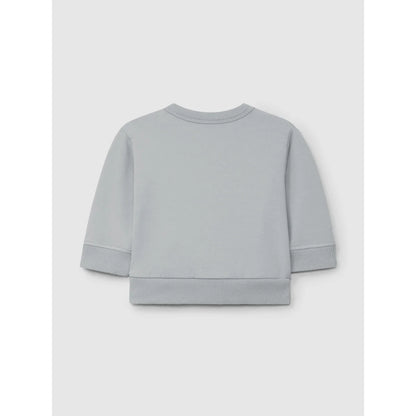 Hellgraues langärmeliges Sweatshirt mit Rippenbündchen und Kängurutaschen