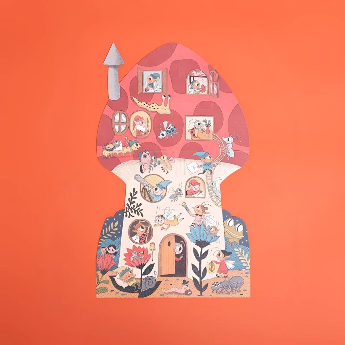 Verspieltes Pilzhaus mit Dekorrahmen und Charakteren im Sweet Dreams Puzzle