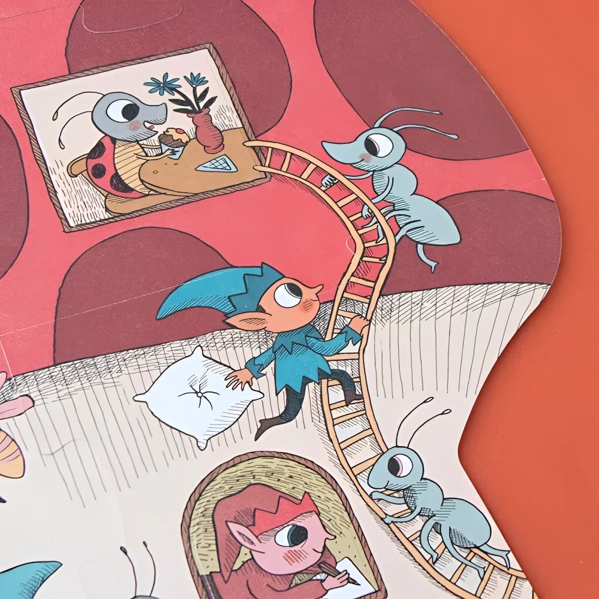 Verspielte Illustration von Ameisen und Kreaturen, die Leitern erklimmen im Sweet Dreams Puzzle