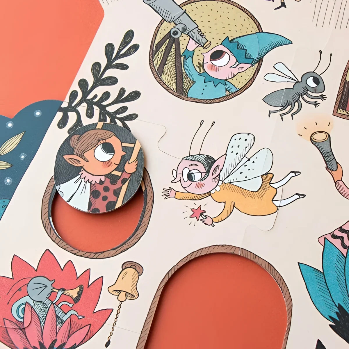 Verspielt illustrierte Insekten und Waldtiere in dekorativen Kreisen für Sweet Dreams Puzzle