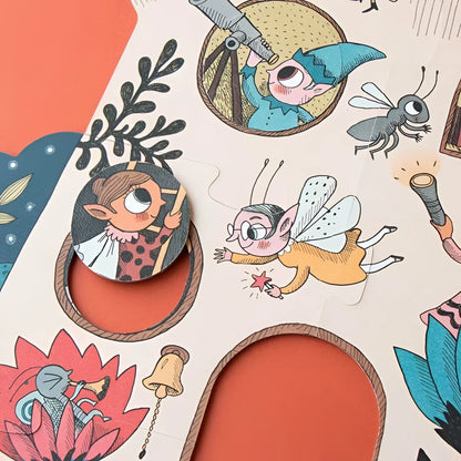 Verspielt illustrierte Insekten und Waldtiere in dekorativen Kreisen für Sweet Dreams Puzzle