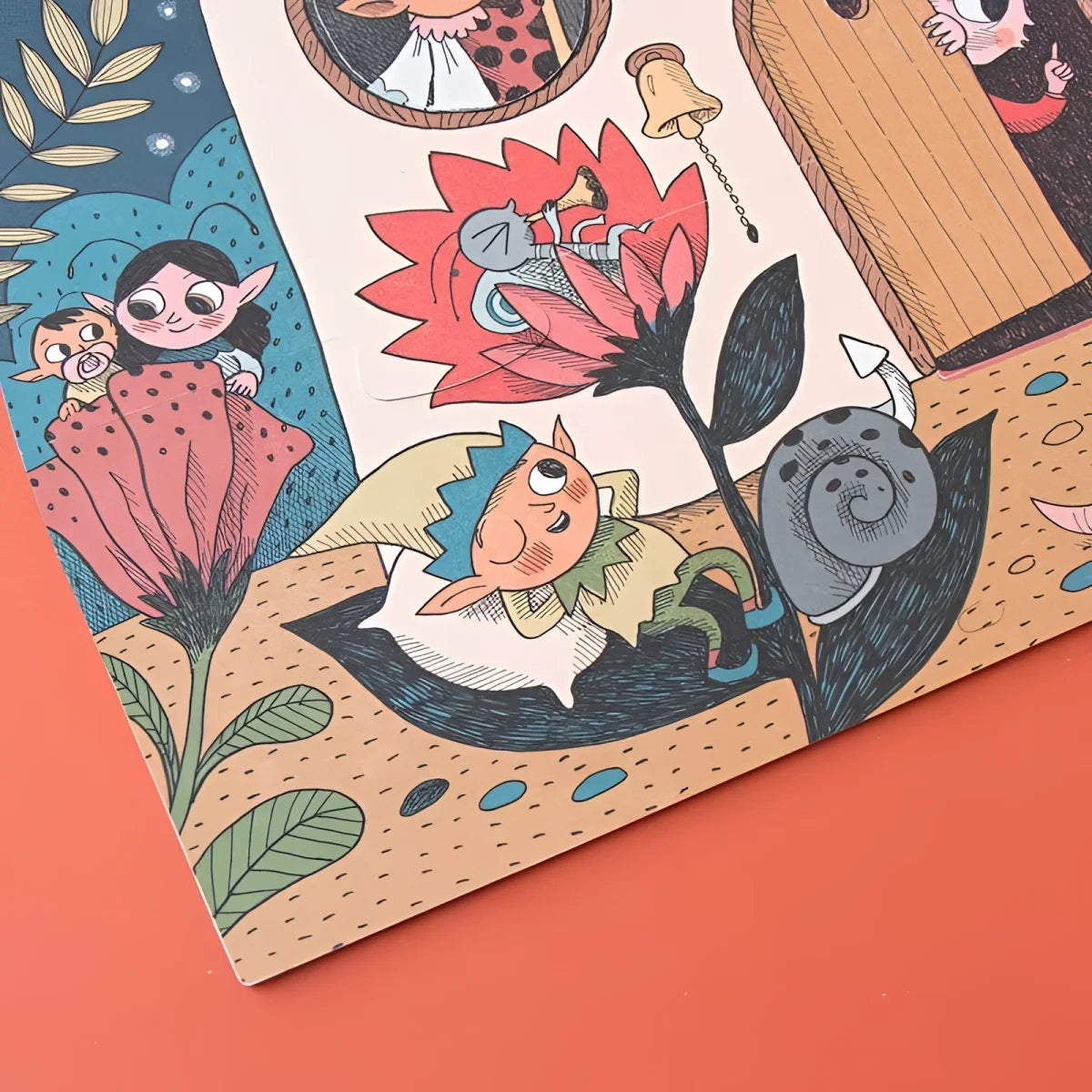 Verspielt illustrierte Cartoonfiguren und florale Elemente im Märchenstil für Sweet Dreams Puzzle
