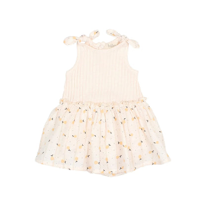 Hellrosa ärmelloses Kleid mit floralem Druck am Rockteil des Sweet Pears Combi Dress
