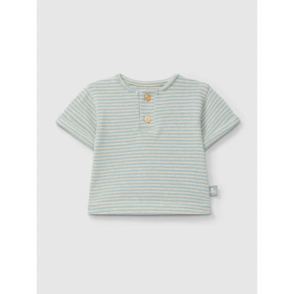 Gestreifte mintblaue Babyt-Shirt mit Knopfleiste für stilvolle Kleinen