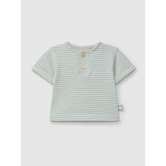 Gestreifte mintblaue Babyt-Shirt mit Knopfleiste für stilvolle Kleinen