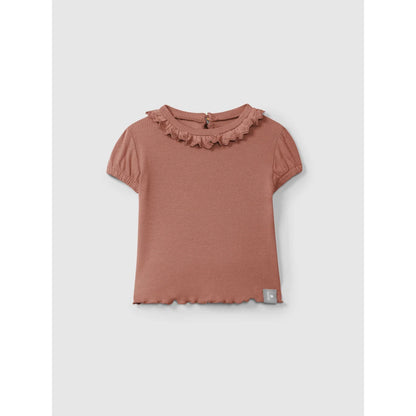 Terracotta T-Shirt mit englischer Stickerei