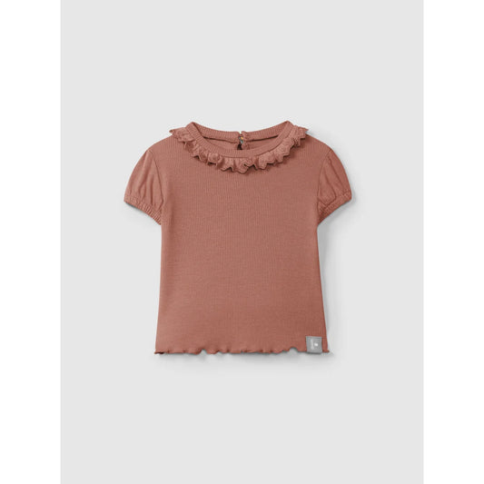 Terracotta T-Shirt mit englischer Stickerei