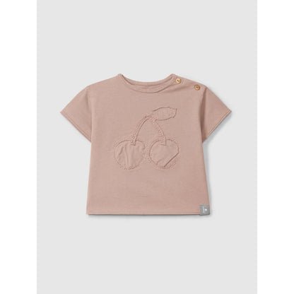 T-Shirt Old Pink mit Kirsch-Stickerei und Spitze