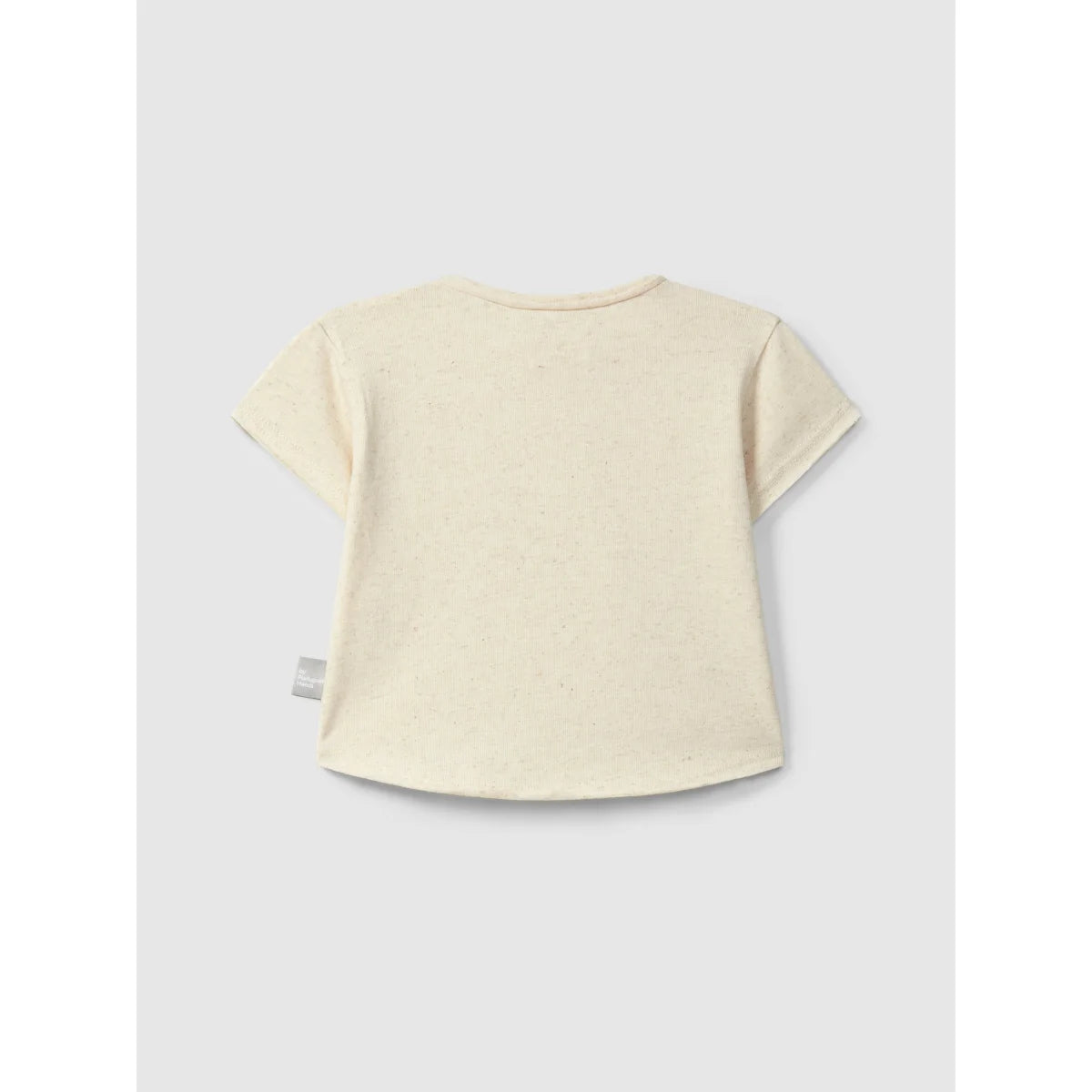 Nachhaltige Babykleidung Schweiz: Leinen T-Shirt mit Tasche, cremefarben