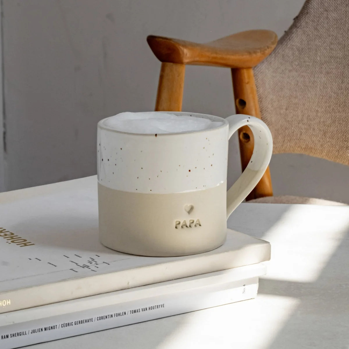 Grosse Tasse Glücksmomente 350ml weiß mit Papa-Herz